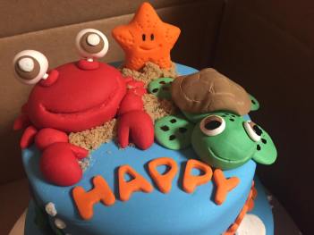 Under the sea first birthday cake, cake toppers